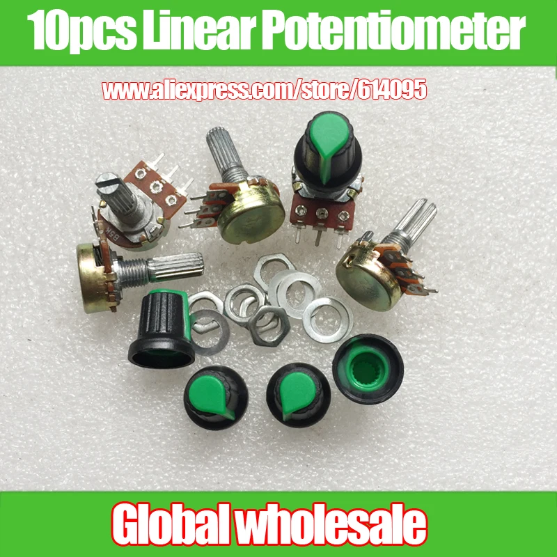 

10pcs Linear Potentiometer B1K B5K B10K B20K B100K Ohm Assortment Kit each of 2 PCS 20mm Shaft Amplifier Potentiometer