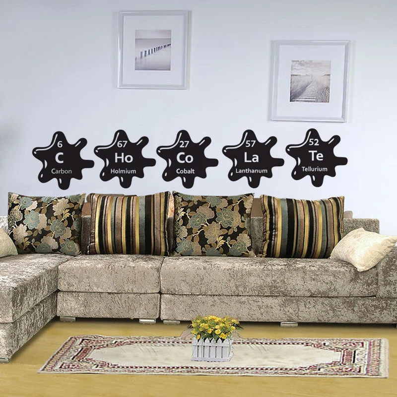 Chocolate Wall Decals Words Chemical Elements Kitchen Wall Stickers Cafe Bar Decoration Vinyl Sticker Home Decor Vinyl Art Wall
