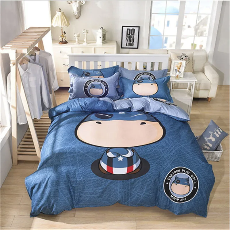 

high quality Cartoon Design 4pcs bedding dacron student 1pcs quilt cover/1pcs bed sheet/2pcs pillowcase free shipping