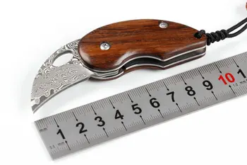 

Damascus gift box leather case Little Penguin cute gift fruit camping knives high hardness short survival knife self-defense