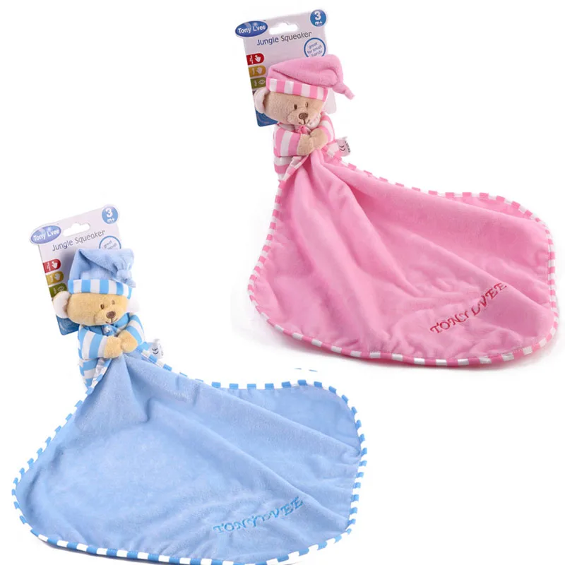 

Multifunctional Saliva Towel Soft Plush Baby Comforter Toy Cute Cartoon Animal Mouse Bear Rattle with Ring Bell Baby Care