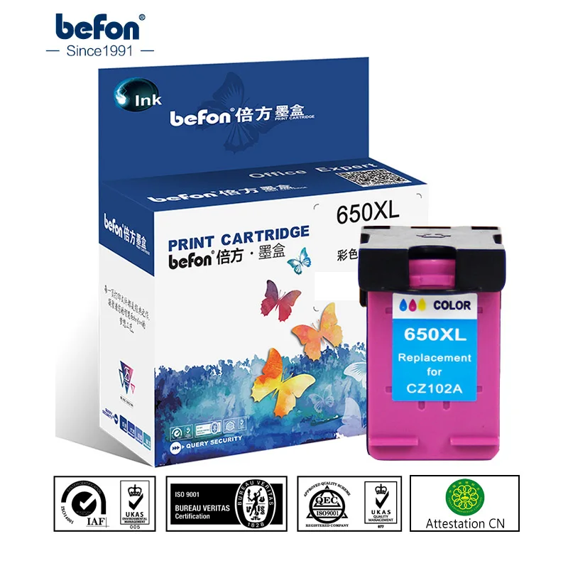 Befon 650XL совместимый картридж Замена для hp 650 hp 650 картридж для Deskjet 1015 1515 2515 2545 2645 3515 4645