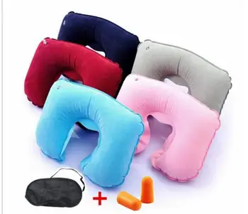 

1000sets/lot Air Pillow + Eye Masks + Ear Plug with the custom Colorful logo by Thermal Transfer Printing
