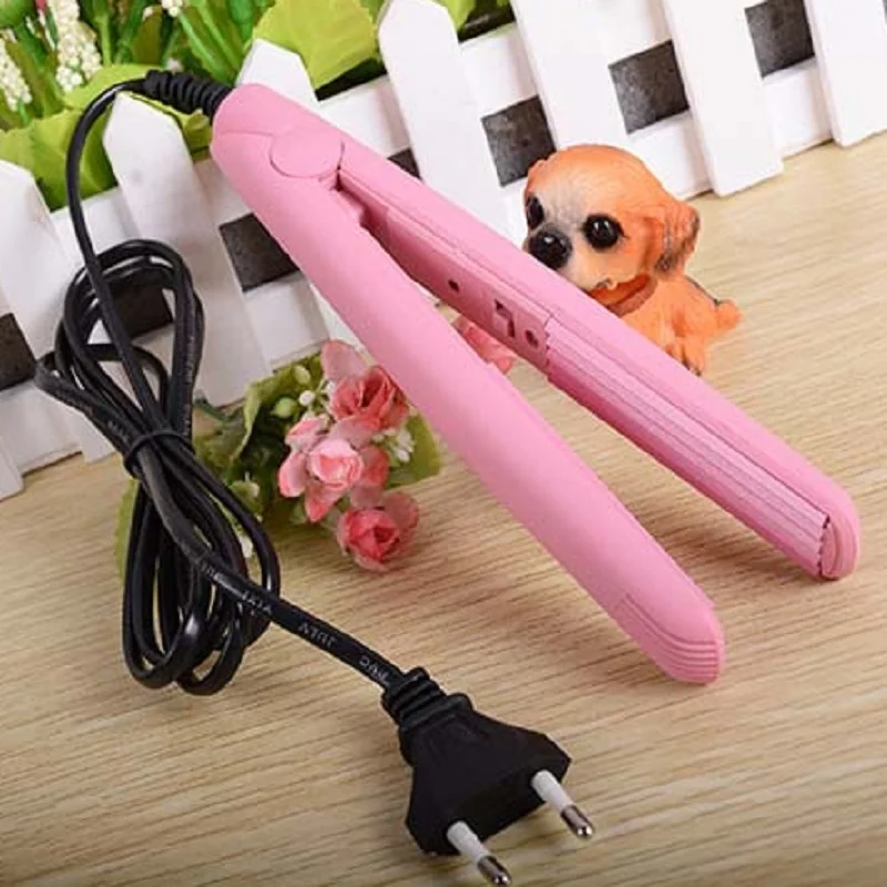 

Mini hair straightener Iron Pink Ceramic Electronic chapinha nano titanium Straightening Massage Iron styling tools