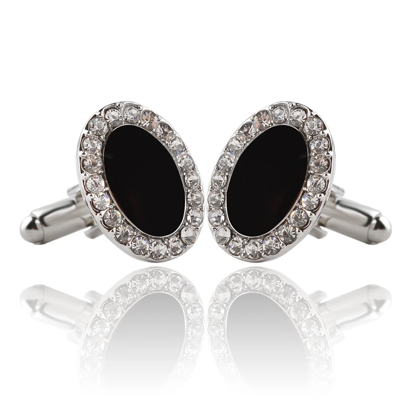 Gemelos de cristal con gemas grandes Para hombre, ropa de alta calidad, color negro, ideal Para bodas