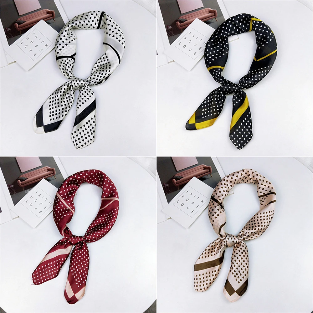 

1PC Summer Elegant Women Silk Feel Satin Small Square Scarf Ladies Floral Print Head Neck Tie Wristbands Hairband Neckerchief