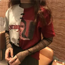 Kpop Blusa o-образным вырезом Топы обычный Единорог Весна новая футболка женская сплайсинга сенсорный цвет свободный удобный хлопок с короткими рукавами