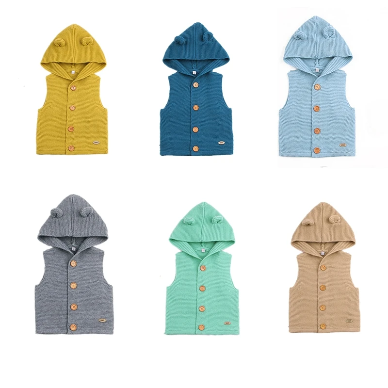 Cotton Baby Girl Clothes Spring Baby Boy Hooded Sweater Solid Newborn Infant Sleeveless Jacket Kid Clothes Autumn Roupas Bebe
