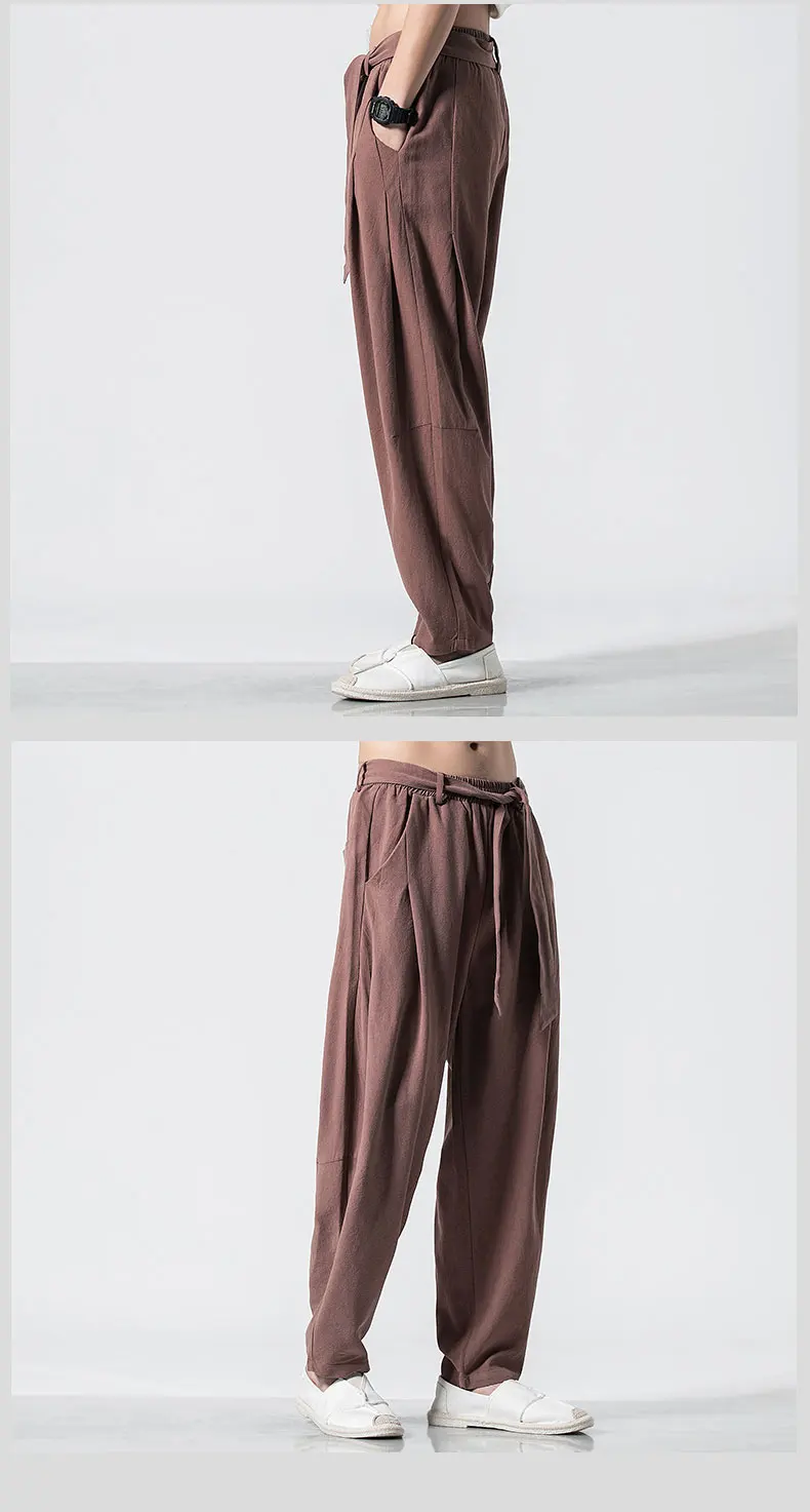 Sinicism магазин мужские хип-хоп джоггеры брюки мужские s китайские свободные винтажные брюки мужские хлопковые льняные уличные спортивные брюки 5XL