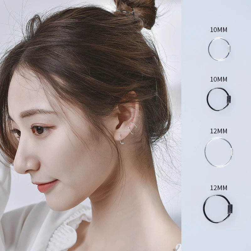 

925 Sterling Silver Small Hoop Earrings For Women Men Simple Round Circle Earrings Hoops Ear Rings Ear Bone Jewelry New