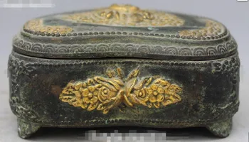 

Old Chinese Bronze Gilt Rose Flower Heart Shape Casket Jewel Case Jewelry Box