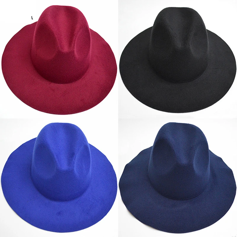 

Vintage solid Wool felt trilby hat panama jazz fedoras Wide Brim Fitted formal chapeau headgear for men women GH-66