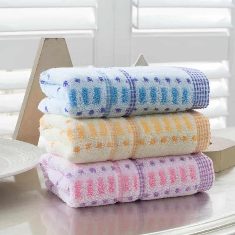 New 100 Cotton Stripe Plaid Face Towel Clean Absorbent Antibacterial