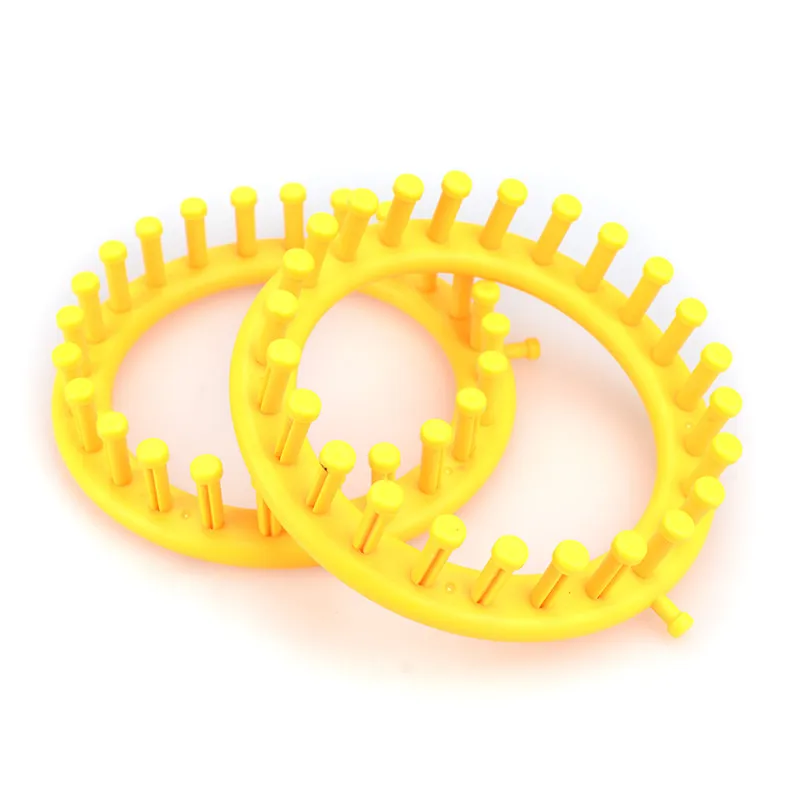 New 14cm Yellow Round Circle Hat Knitting Kit Loom Yarn Needle Knit Hobby Knitting Machine DIY Craft Tools with Hook And Needle (1)
