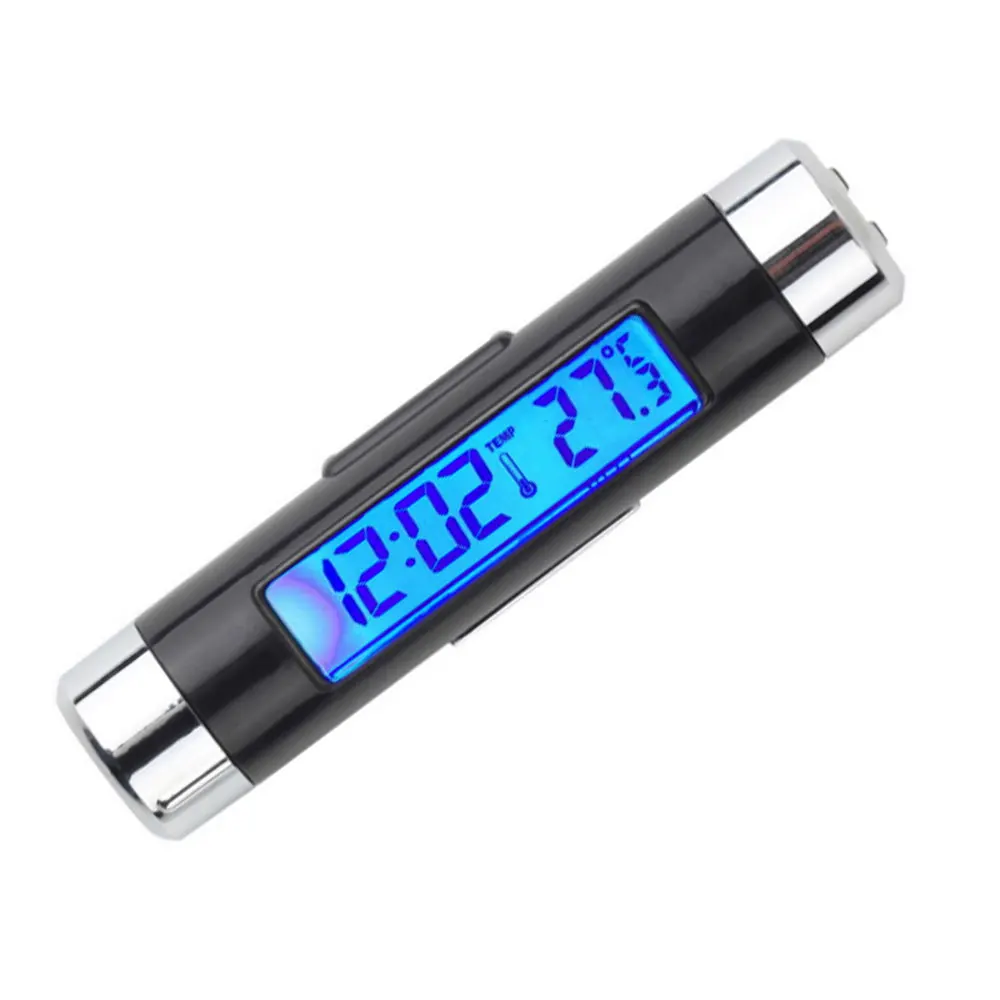 Buy mini Clock thermometer Blue light Car LCD Clip on Digital Backlight