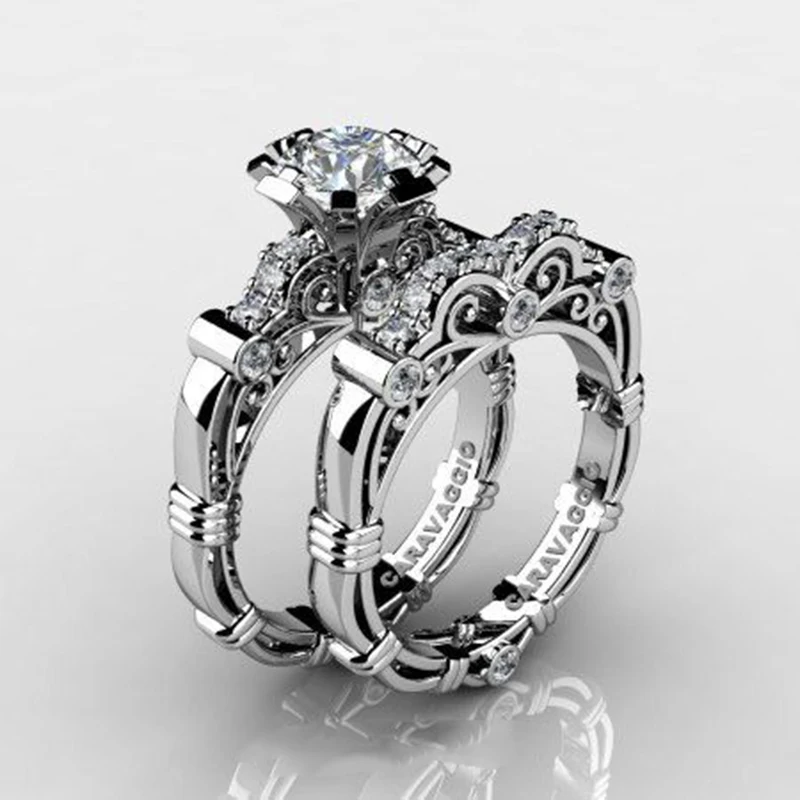 Кольцо для пары Promise Love, набор роскошных обручальных колец, металлические серебряные золотые обручальные кольца, ювелирные изделия, современные Z3M001