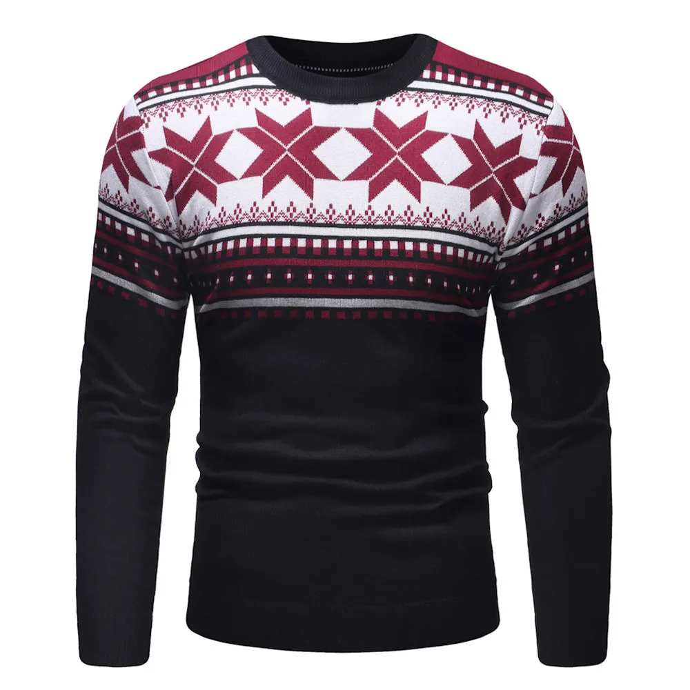 Мужской осенне-зимний пуловер, вязаный Топ, Рождественский свитер с принтом, верхняя одежда, блузка