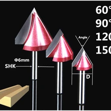 6 мм shank-1pcs, 60 90 120 150 градусов, ЧПУ гравировальный деревообрабатывающий фрезерный станок, вольфрамовая твердосплавная концевая фреза, 3D V фреза