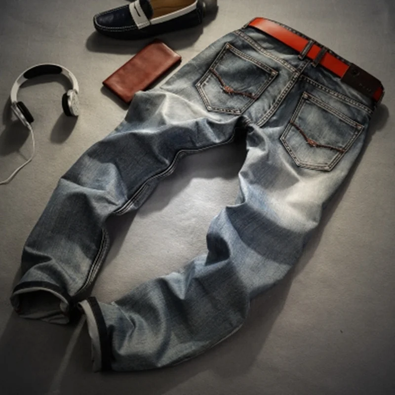 Cena AIRGRACIAS markowe dżinsy Retro Nostalgia proste dżinsy męskie Plus rozmiar 28 40 dorywczo męskie długie spodnie spodnie marki jeansowa kurtka dla rowerzysty