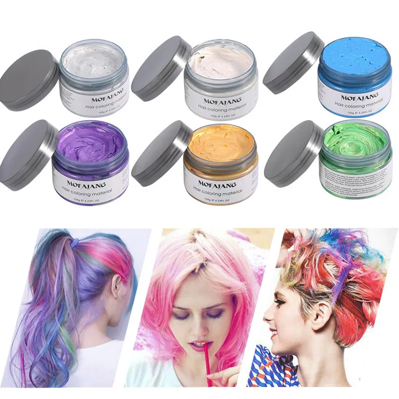 

7 Colors Fashion MOFAJANG Temporary Hair Color Dye Hair Wax Molding Paste Pastel Hair Styling DIY One-Time Makeup Hair Color Wax