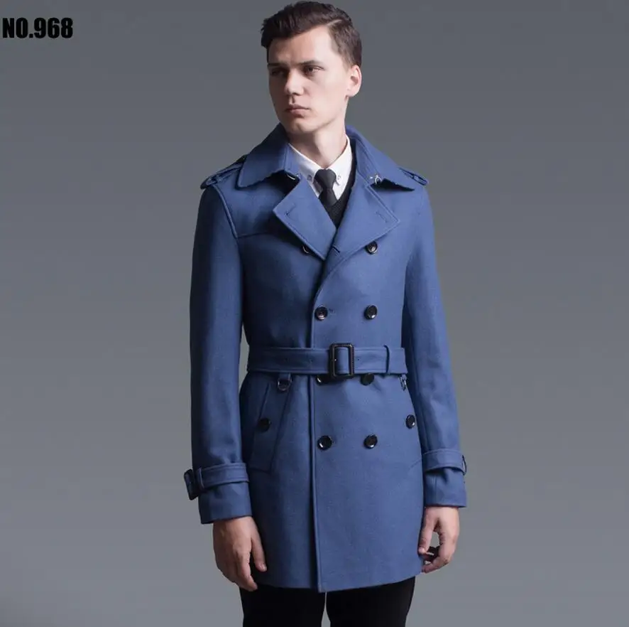 

lager size men clothing Free shipping wool coat long of men Europe and America Slim double-breasted coat jacket / S-6XL