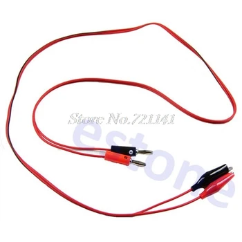 

5Pcs/lot Alligator Test Lead Clip To Banana Plug Probe Cable 100CM 1M Red + Black Dropship