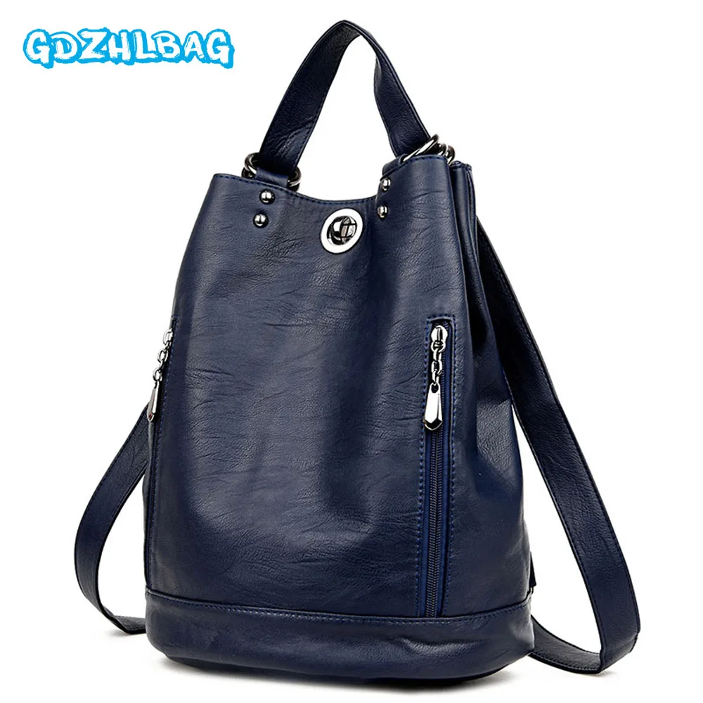 

GDZHLBAG Women Vintage Backpacks High Quality Leather Backpacks For Teenage Girls Sac A Main Female School Shoulder Bags B217