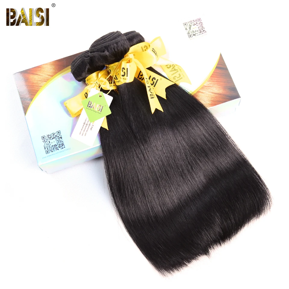 

BAISI Hair Brazilian Human Hair 10A Raw Virgin Hair Straight Extension 3 Bundles 100% Unprocessed Human Hair