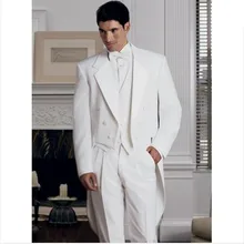 Новейший дизайн классический чистый белый смокинг Королевский стиль восстановление древних способов элегантное платье жениха костюмы торжественные случаи