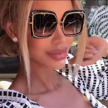 Lunettes de soleil à monture carrée pour femmes, verres solaires surdimensionnés, de marque de Luxe, or, noir, rose, miroir, UV400, 2020