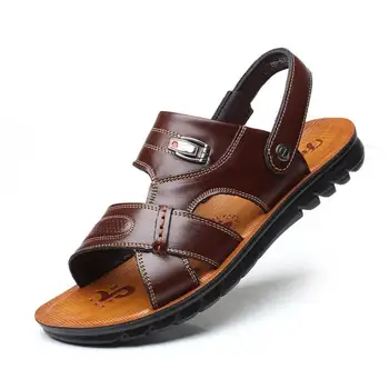 

Men gladiator Sandals Genuine Split Leather Men Beach Shoes Brand Men Casual Shoes Men Slippers Sneakers Summer Shoes Flip Flops
