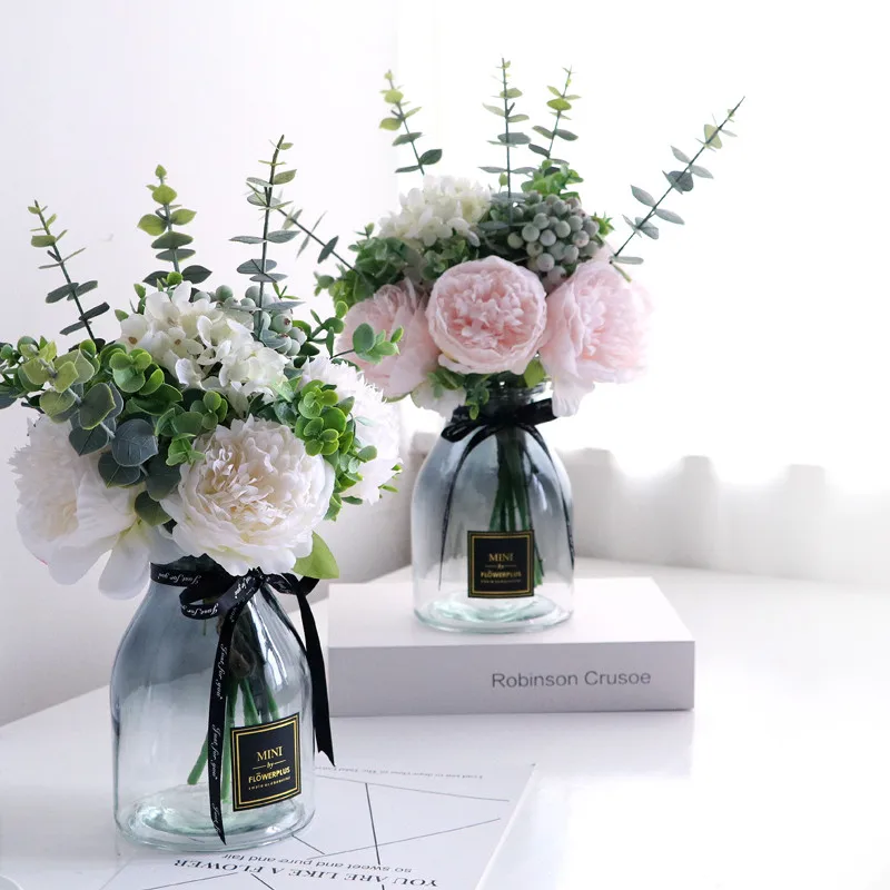 искусственные цветы pivoines artificielles pour la decoration Имитация пиона букет из роз для