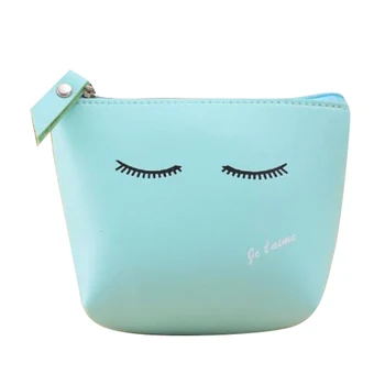 

TFTP Women Girls Cute Zip Leather Coin Purse Wallet Bag Change Pouch Key Card Holder, Blue Wink