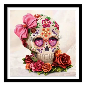 

Skull Flower Full Drill DIY 5D Needlework Diamond Painting Embroidery Cross Stitch Craft Kit Wall Home Hanging Decor
