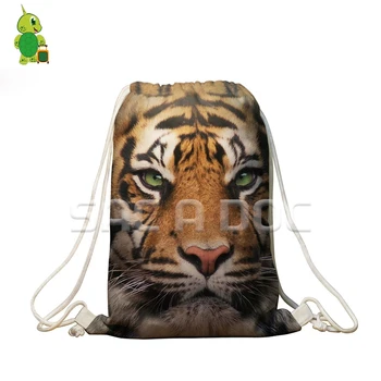 

Animal Tiger/lion/black Panther Face Drawstring Bag Women Men Backpacks Softback Travel Storage Package Boys Girls School Bags