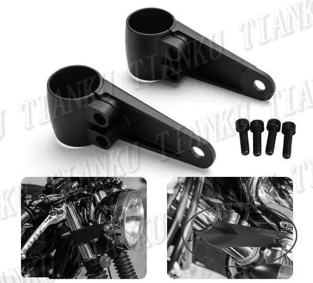 Мотоцикл фар вилка кронштейны для Yamaha VStar 400 650 1100 1300 Virago Xv 250 535 750 1100 Road Star Custom измельчитель - Цвет: Black