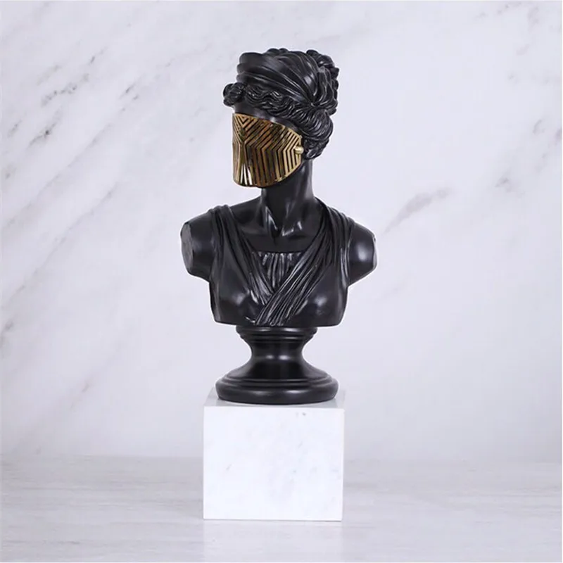 44 см в масках Аполлон черный бюст Золотая маска статуя греческая мифологическая Статуэтка Смола искусство и ремесло украшение дома Офис R1432