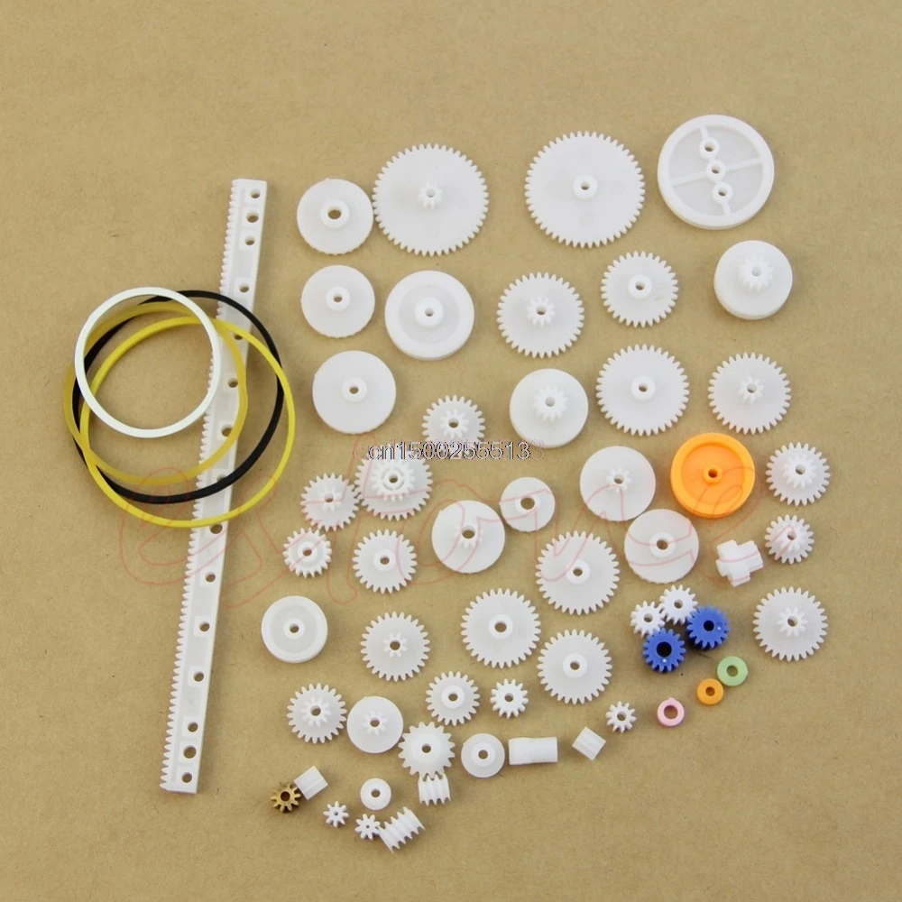 

60pcs New Type Plastic Shaft Single Double Reduction Crown Worm Gears DIY Robot