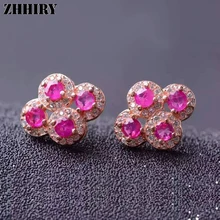 ZHHIRY Подлинная Рубин Серьги с драгоценным камнями натуральный камень Твердые стерлингового серебра 925 Серьги для женщин ювелирные украшения