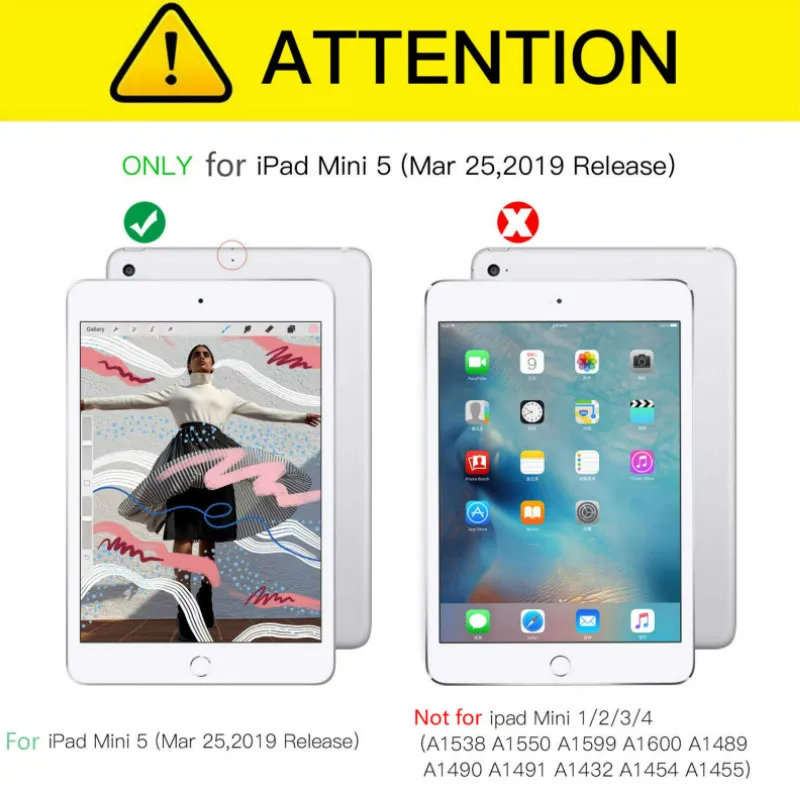 Чехол для Ipad Mini 5 7 9 2019 кожаный защитный чехол с вращающейся на 360 градусов