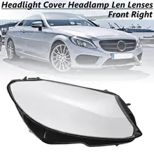 Direito frente Farol Farol Len Lentes Shell Plástico Capa Para Mercedes/Benz C180 C200 C280 C300 C260L W205 2015 2016 2018