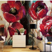 Beibehang пользовательские 3d иллюстрация Фреска Европейский ретро красный цветок мака фоновая картина-обои Гостиная papel де parede