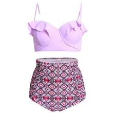 Ruffle Swimsuit Sexy Bikinis Women Swimwear Floral Printed Vintage Striped Bottom Bikini Set Bathing Suit Halter Bikini S-XXXL Ruffle Swimsuit Sexy Bikinis Women Swimwear Floral Printed Vintage Striped Bottom Bikini Set Bathing Suit Halter Bikini S-XXXL