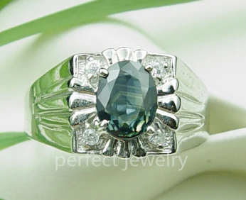 Сапфировое Кольцо мужское кольцо натуральный настоящий сапфир кольцо из стерлингового серебра 925 для мужчин или wo мужские кольца 1.55ct драгоценный камень