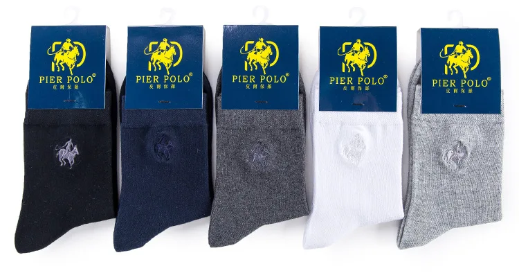 Высокое качество модные 5 пар/лот брендовые PIER POLO повседневные хлопковые носки бизнес мужские носки с вышивкой от производителя