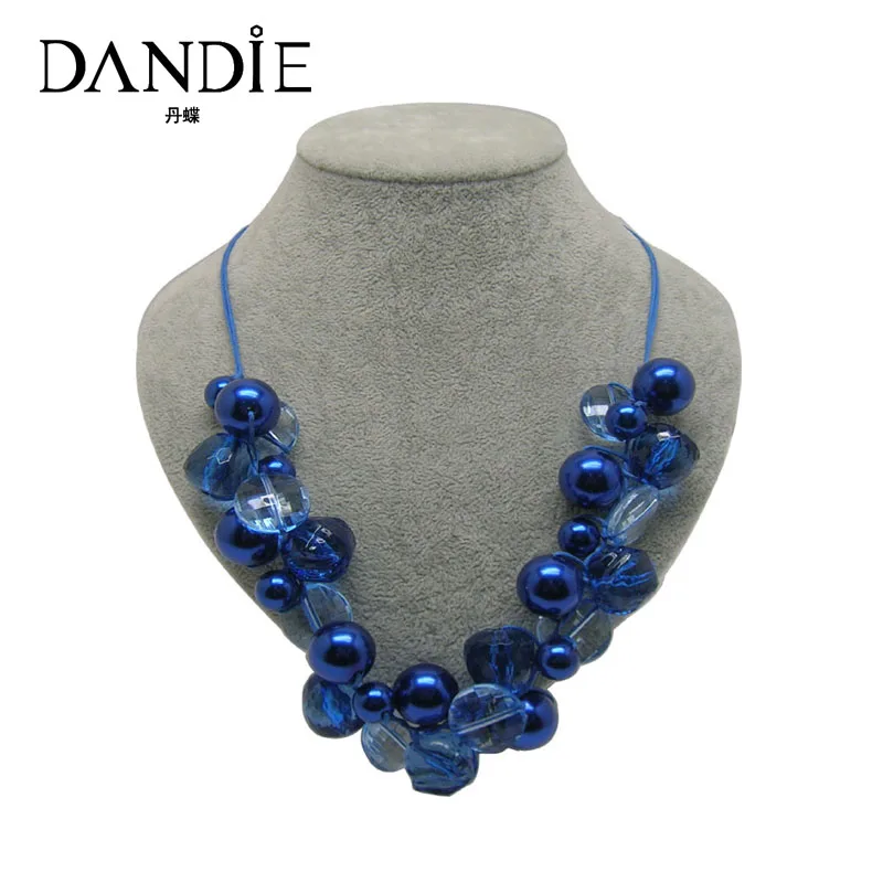 

Dandie Blue Acrylic Bead Jewelry Necklace, Handmade Statement Necklace