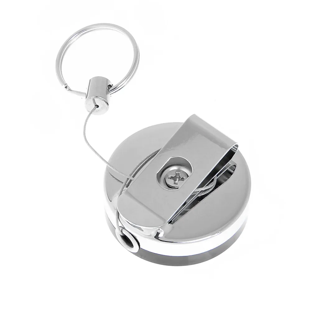1pcs Retractable Metal Card Badge Holder Stainless Steel Recoil