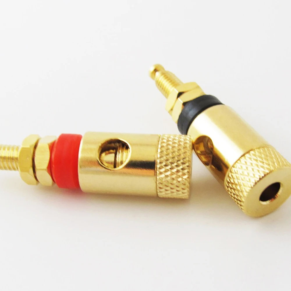 New 6Pcs Gold Plated Binding Post 4mm Banana Plug Amplifier Speaker