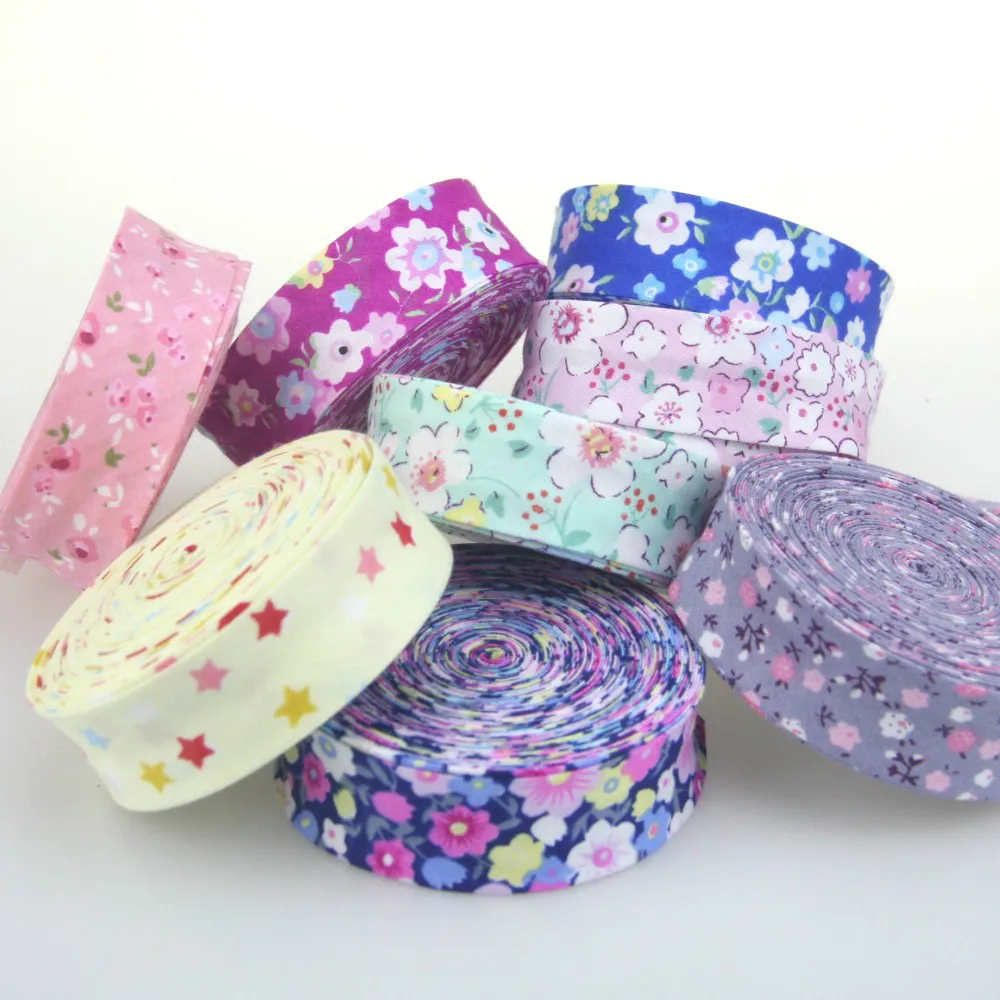 Bias Tapes 1 25mm Wide Single Fold Cotton Bias Binding Tapes Flower Series DIY Craft Apparel Sewing Fabric 5meters/lot 