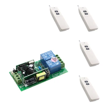 

Wide Voltage 85V -250V 2CH Wireless Remote Control Switch System 4pcs Transmitters and Receiver for Appliances Gate Garage Door